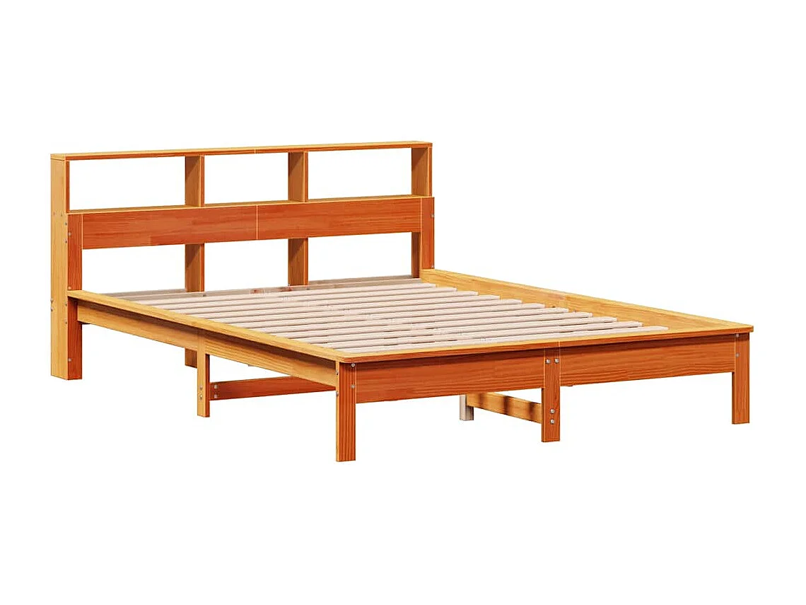 Lit bibliothèque sans matelas cire marron 120x200 cm pin massif