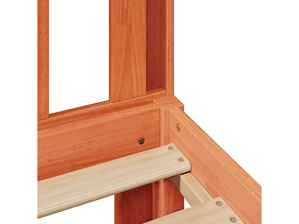 Massivholzbett mit Regal ohne Matratze Wachsbraun 135x190 cm