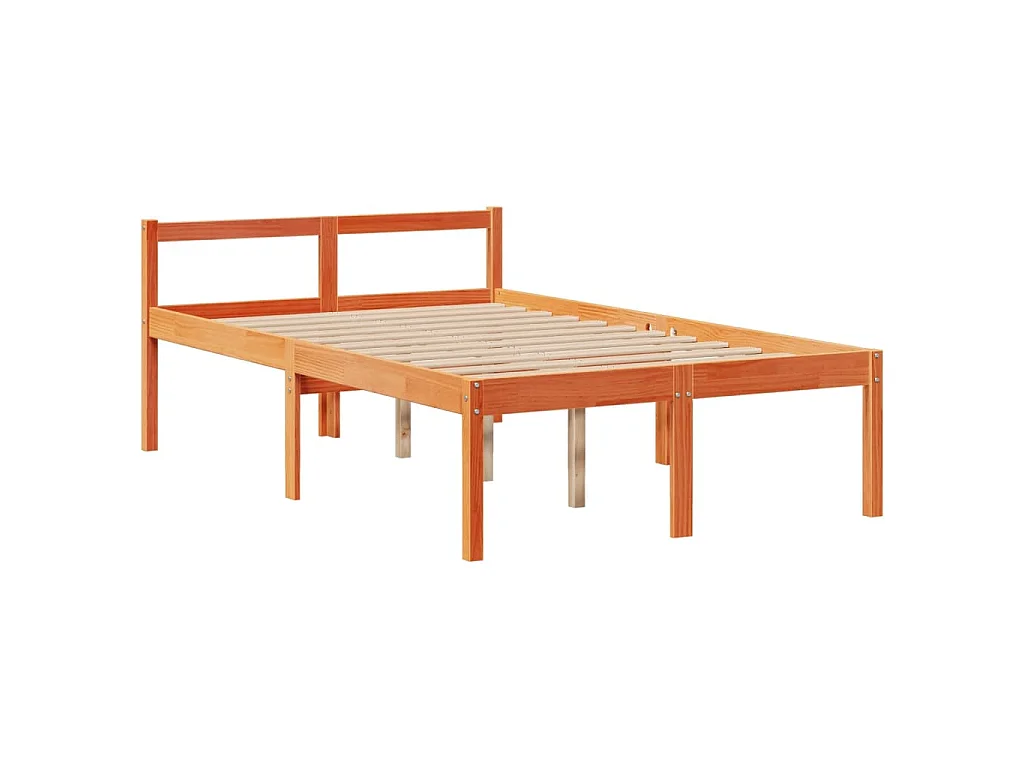 Massivholzbett mit Regal ohne Matratze Wachsbraun 135x190 cm