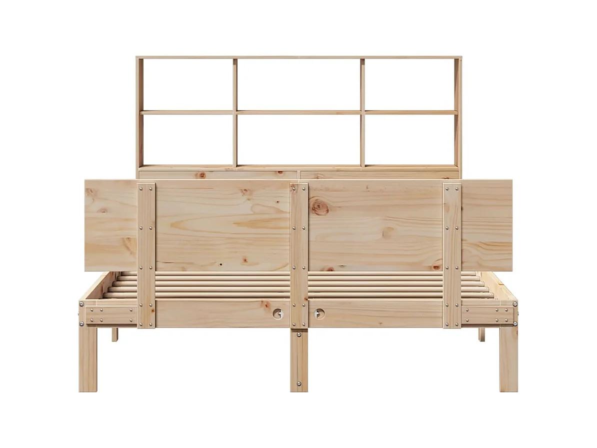 Massivholzbett mit Regal ohne Matratze 140x190 cm Kiefer