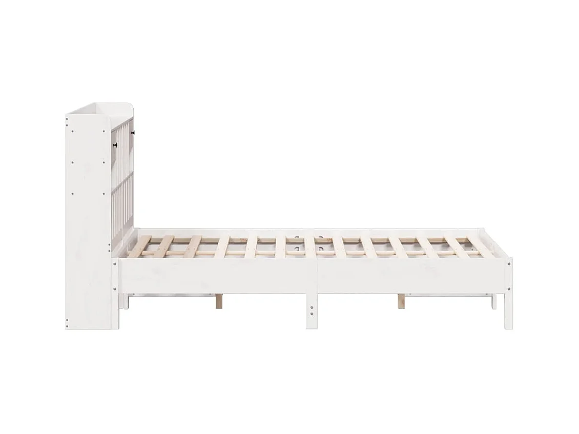 Bed met boekenkast zonder matras grenenhout wit 135x190 cm