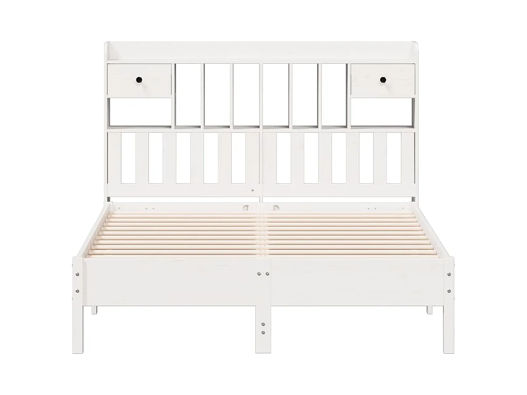 Cama com estante sem colchão 135x190 cm pinho maciço branco