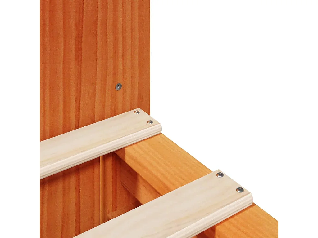 Lit bibliothèque sans matelas cire marron 135x190cm bois massif