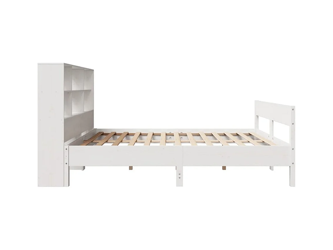Lit bibliothèque sans matelas blanc 120x190 cm bois pin massif