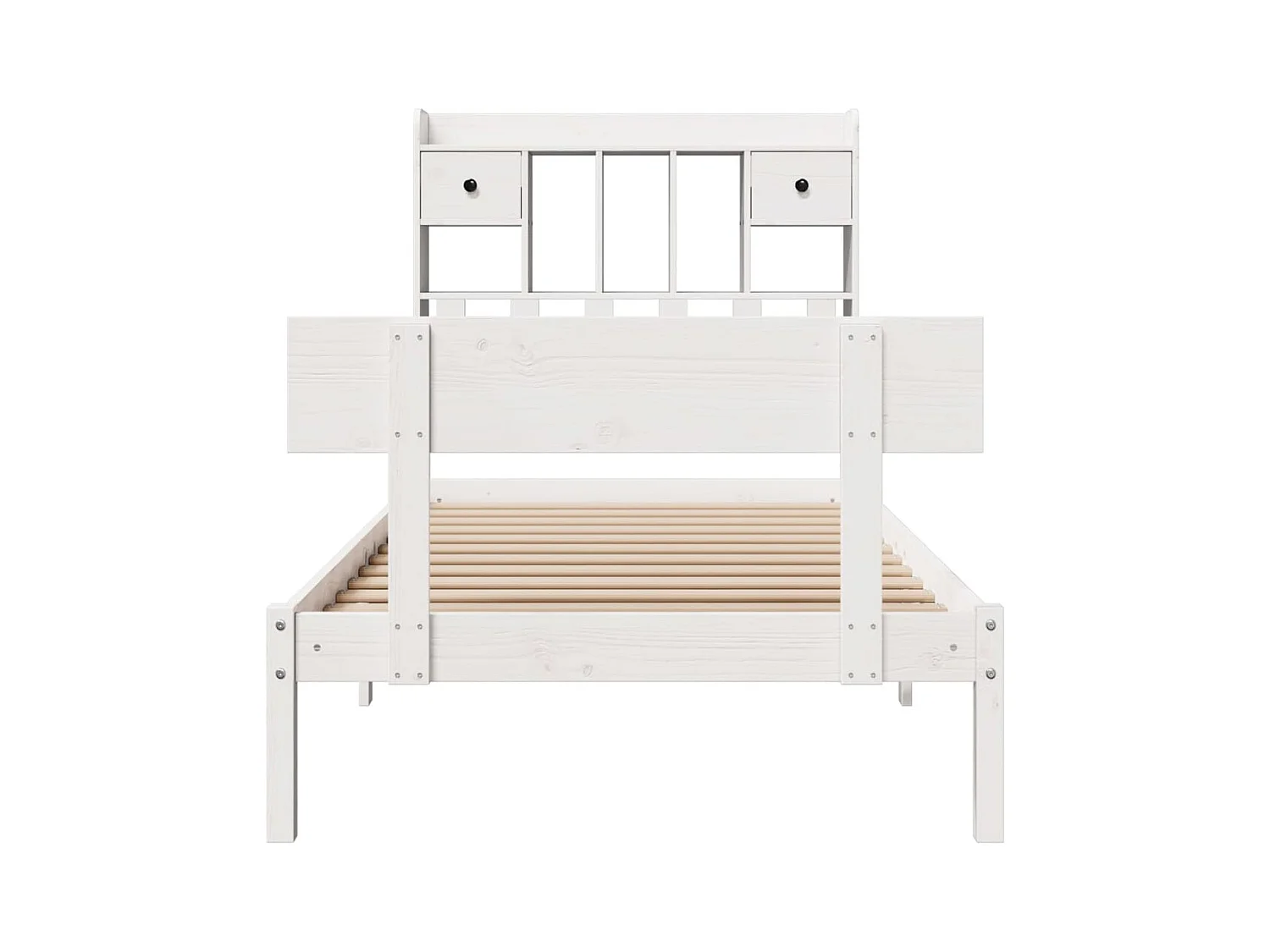 Lit bibliothèque sans matelas blanc 90x200cm bois de pin massif