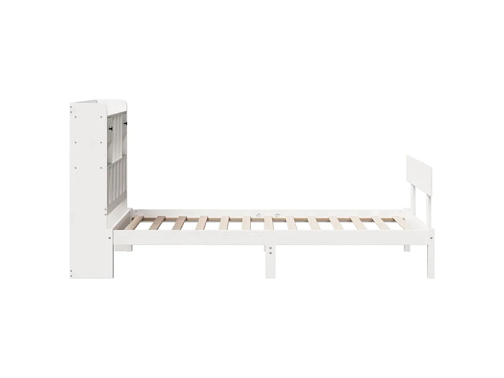 Massivholzbett mit Regal ohne Matratze Weiß 90x200 cm Kiefer
