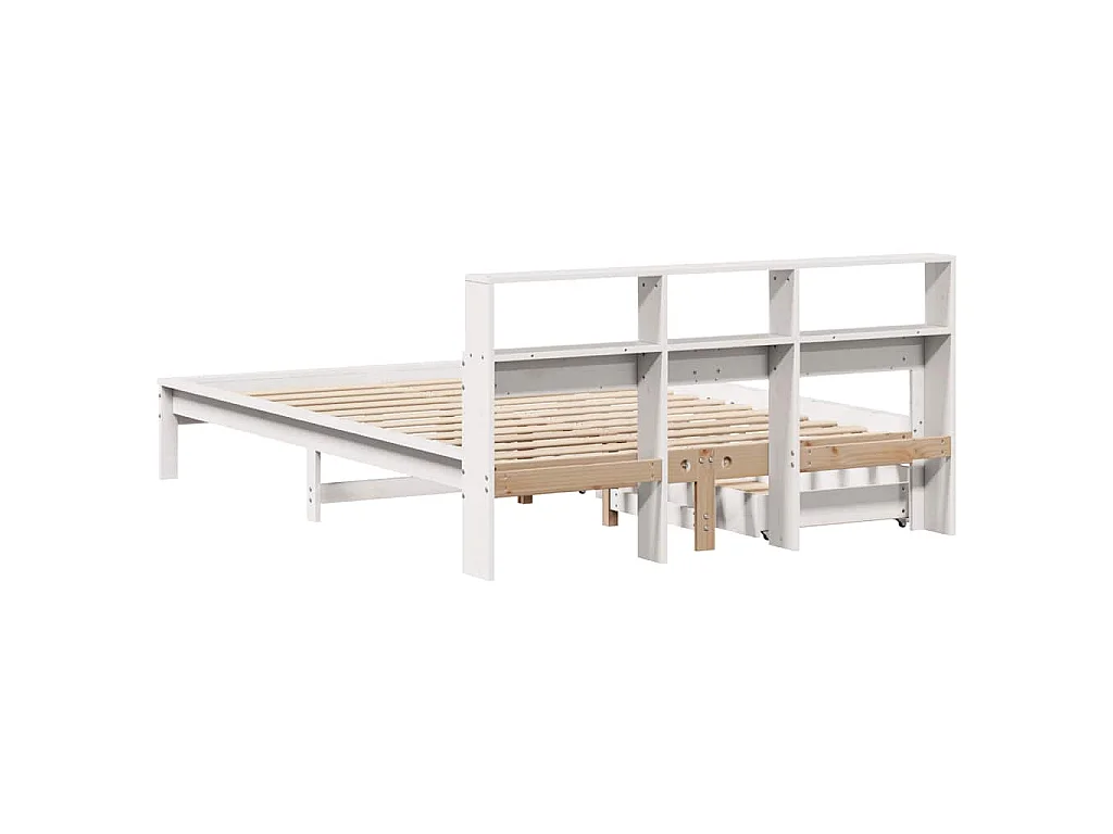 Bed met boekenkast zonder matras grenenhout wit 160x200 cm