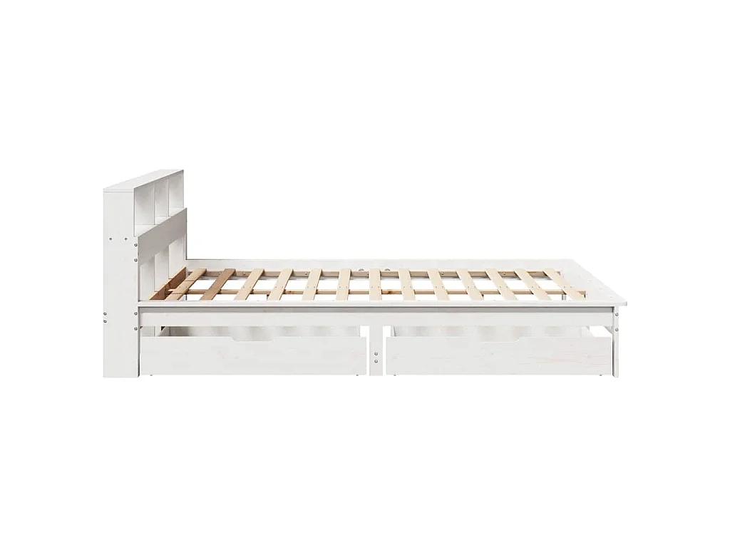 Lit bibliothèque sans matelas blanc 160x200 cm bois pin massif