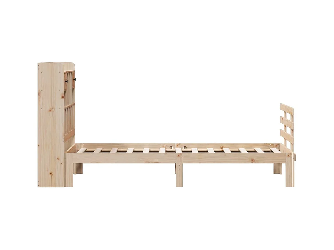 Lit bibliothèque sans matelas 90x200 cm bois de pin massif