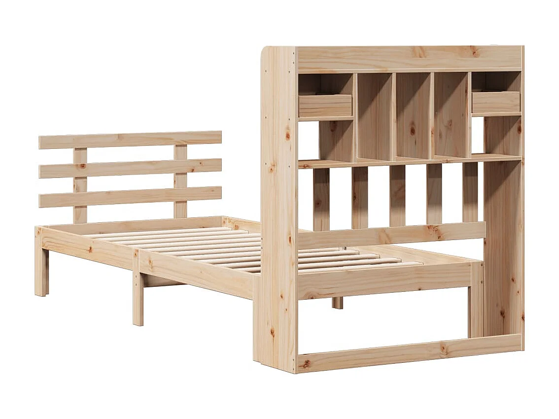 Lit bibliothèque sans matelas 90x200 cm bois de pin massif