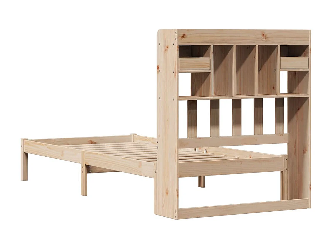 Massivholzbett mit Regal ohne Matratze 90x190 cm Kiefer