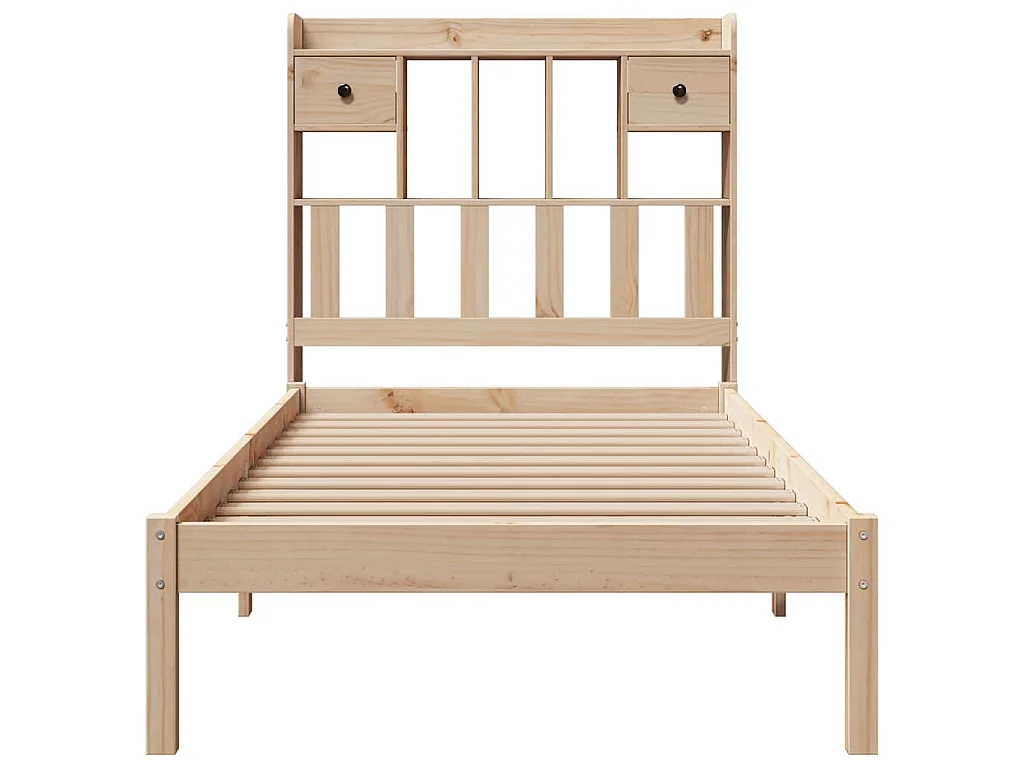Lit bibliothèque sans matelas 90x190 cm bois de pin massif