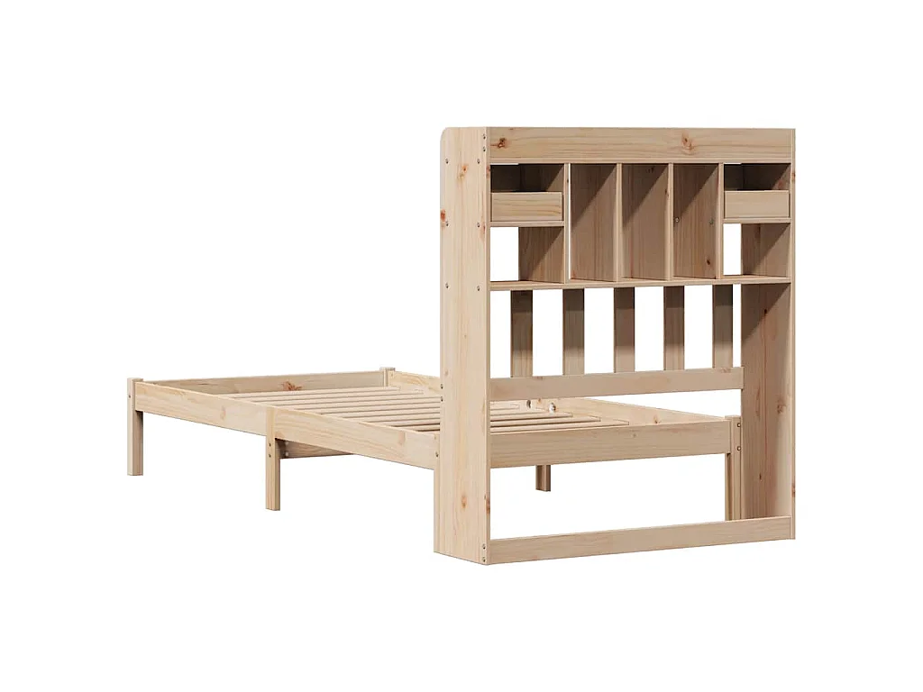 Lit bibliothèque sans matelas 90x190 cm bois de pin massif