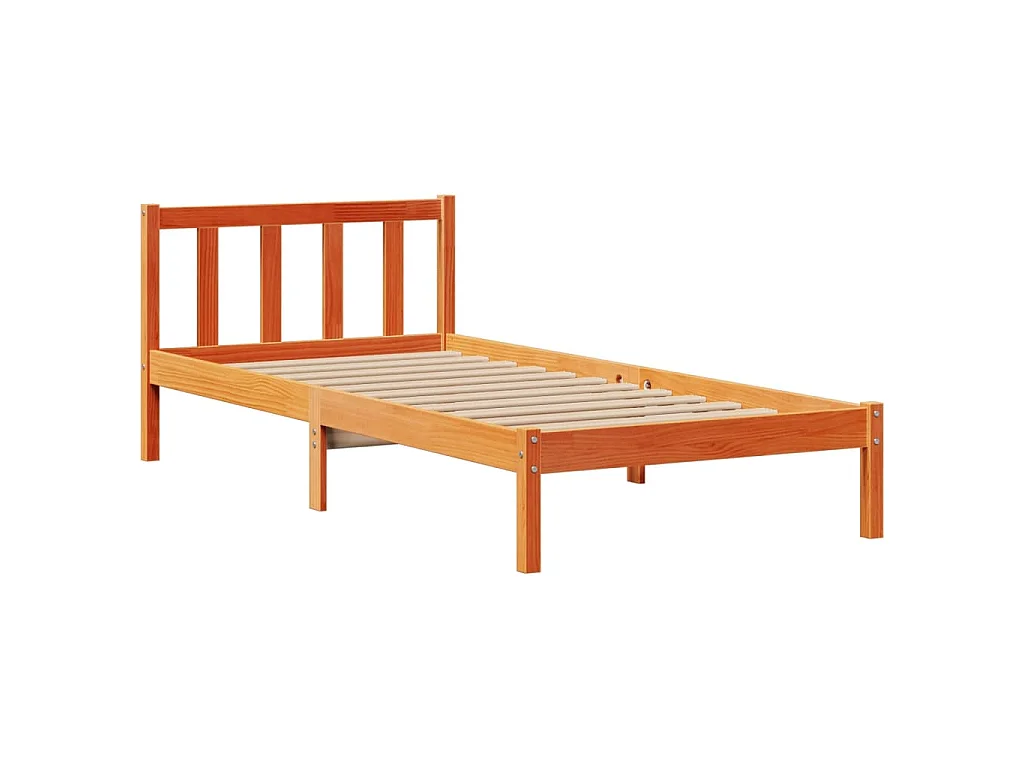 Bed met boekenkast zonder matras grenenhout wasbruin 100x200 cm