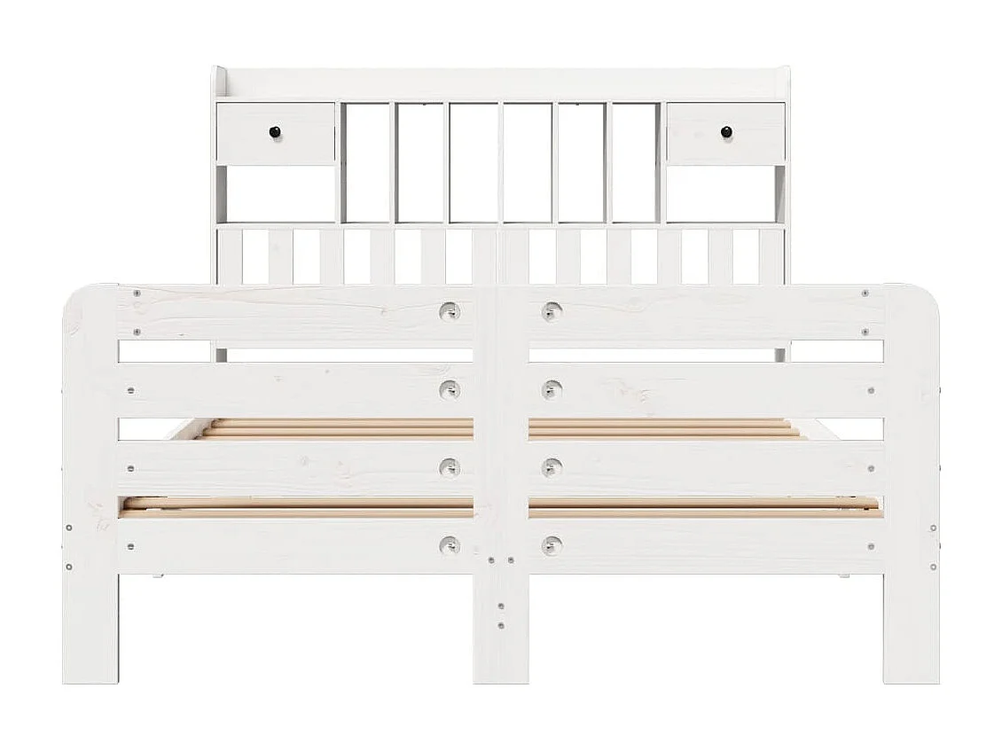 Lit bibliothèque sans matelas blanc 150x200 cm bois pin massif