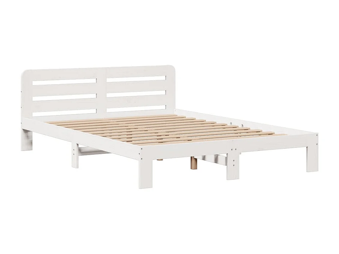 Lit bibliothèque sans matelas blanc 150x200 cm bois pin massif