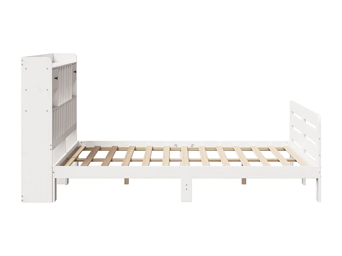 Lit bibliothèque sans matelas blanc 150x200 cm bois pin massif