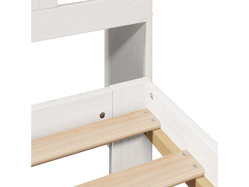 Lit bibliothèque sans matelas blanc 150x200 cm bois pin massif