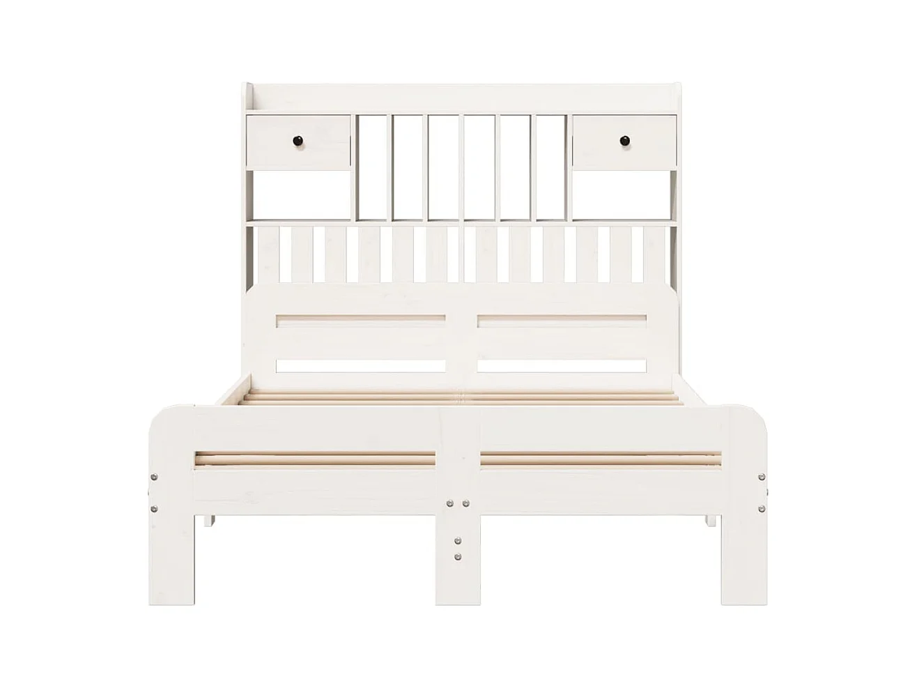 Lit bibliothèque sans matelas blanc 135x190 cm bois pin massif