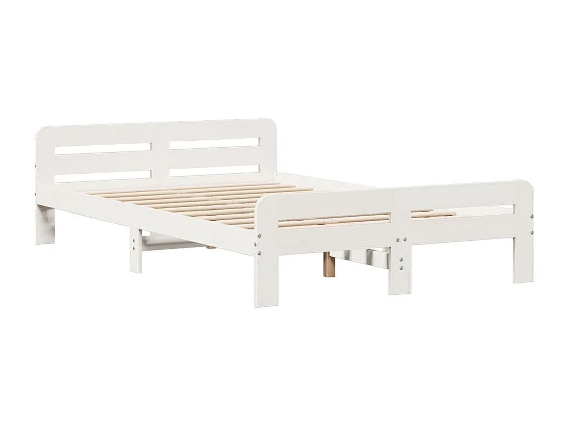 Lit bibliothèque sans matelas blanc 135x190 cm bois pin massif