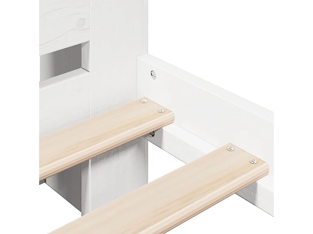 Lit bibliothèque sans matelas blanc 135x190 cm bois pin massif