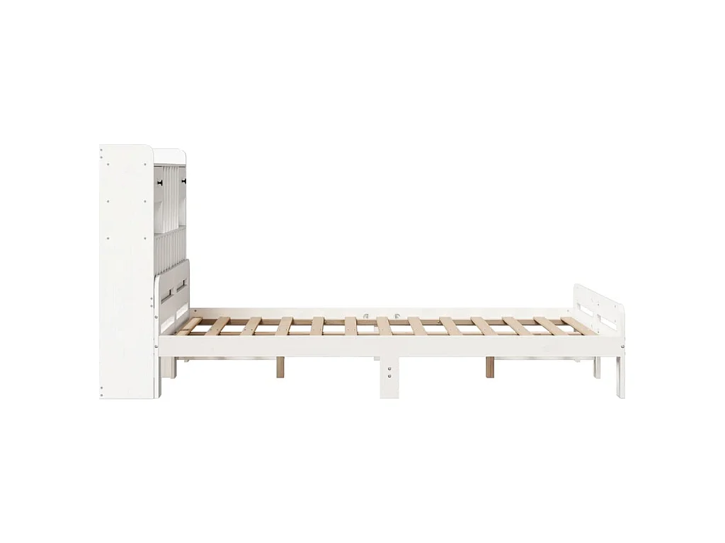 Lit bibliothèque sans matelas blanc 135x190 cm bois pin massif
