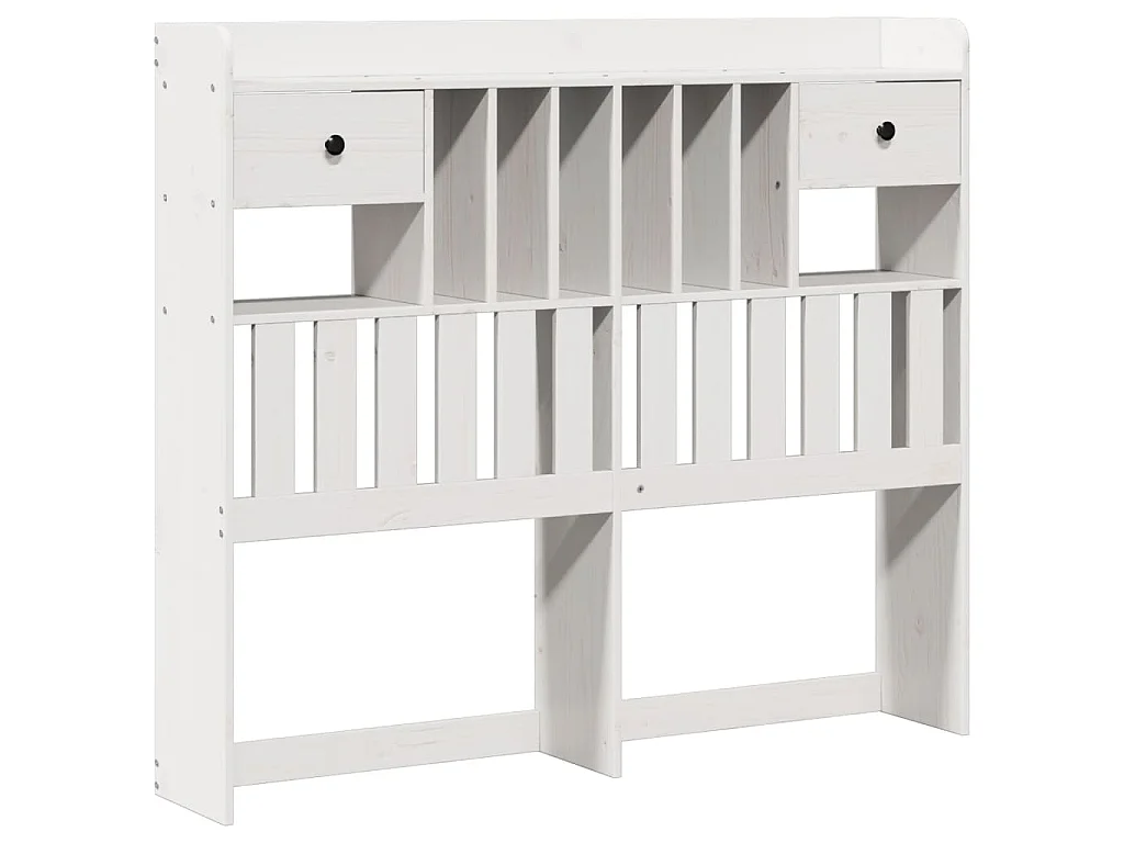 Lit bibliothèque sans matelas blanc 135x190 cm bois pin massif