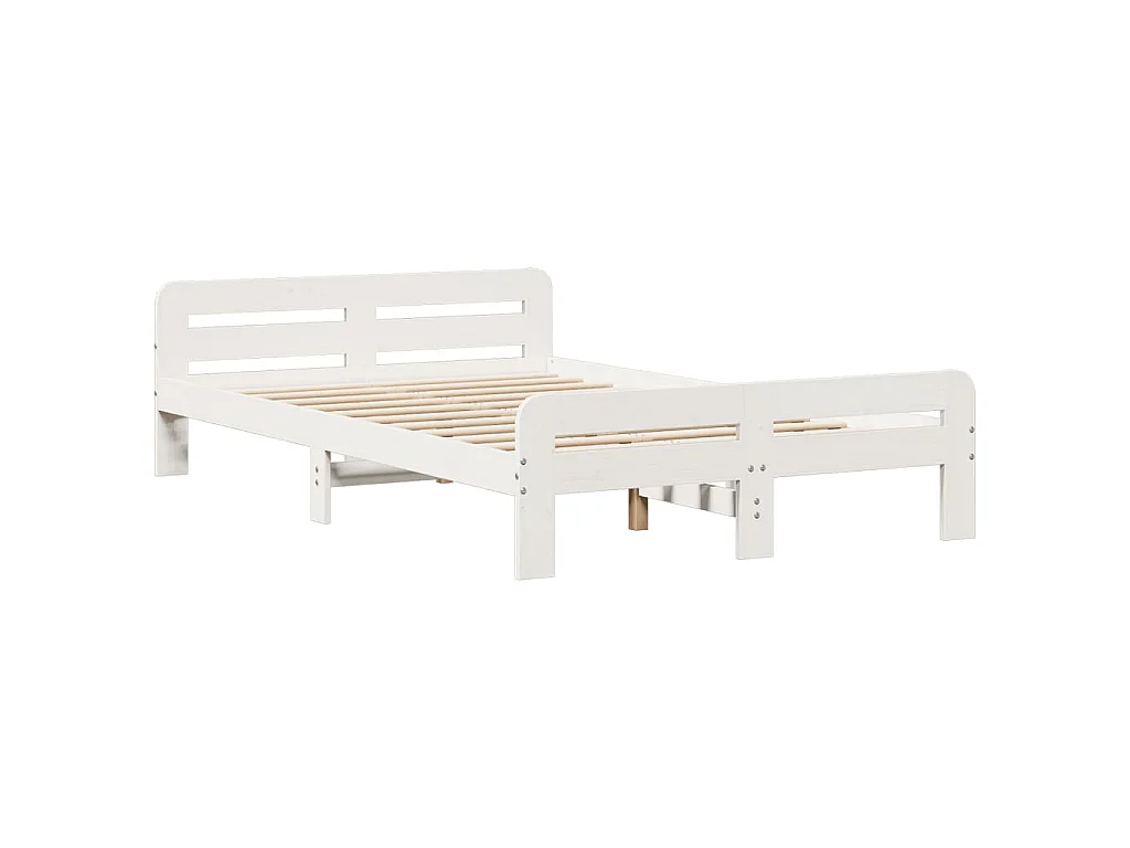 Lit bibliothèque sans matelas blanc 135x190 cm bois pin massif