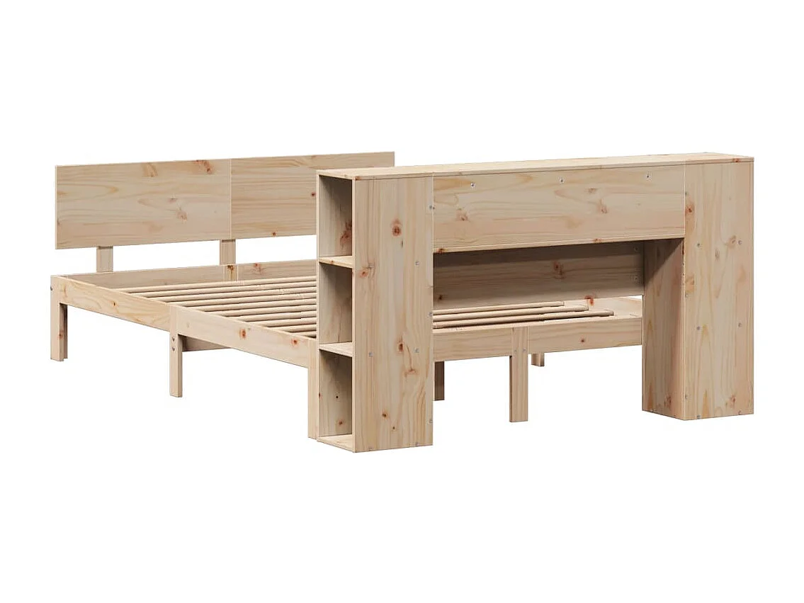 Bed met boekenkast zonder matras massief grenenhout 140x200 cm
