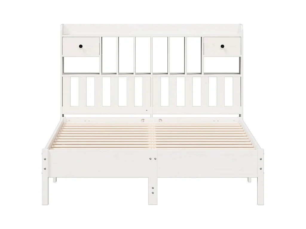 Cama com estante sem colchão 140x200 cm pinho maciço branco