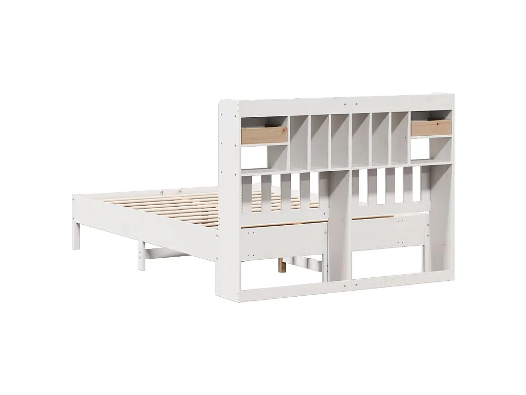 Cama com estante sem colchão 140x200 cm pinho maciço branco