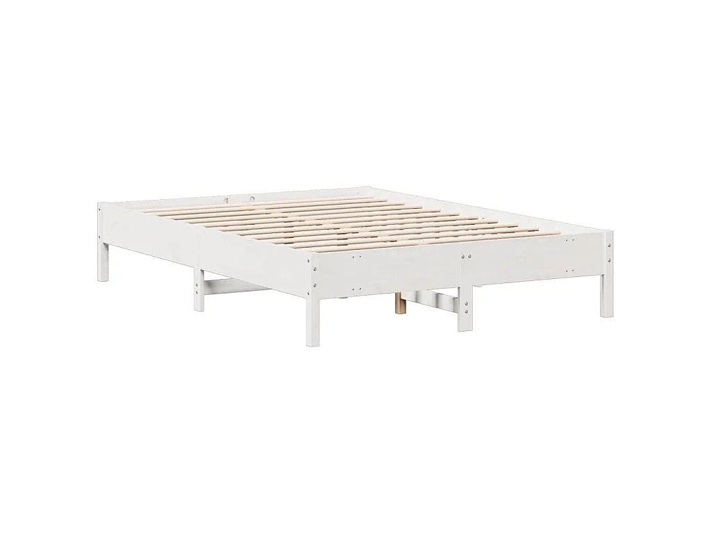 Cama com estante sem colchão 140x200 cm pinho maciço branco