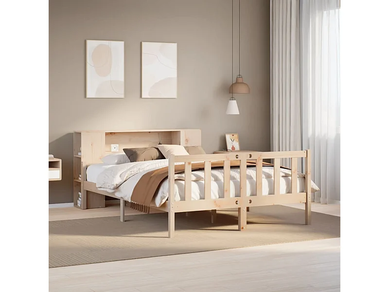 Letto Libreria senza Materasso 120x190cm Legno Massello di Pino