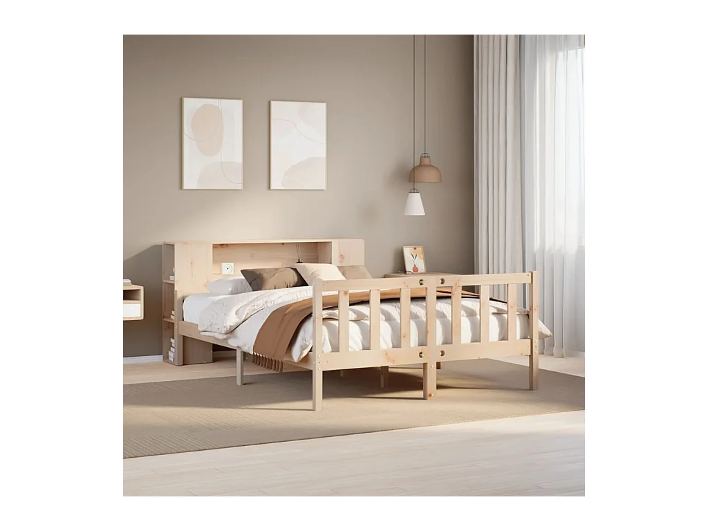 Letto Libreria senza Materasso 120x190cm Legno Massello di Pino