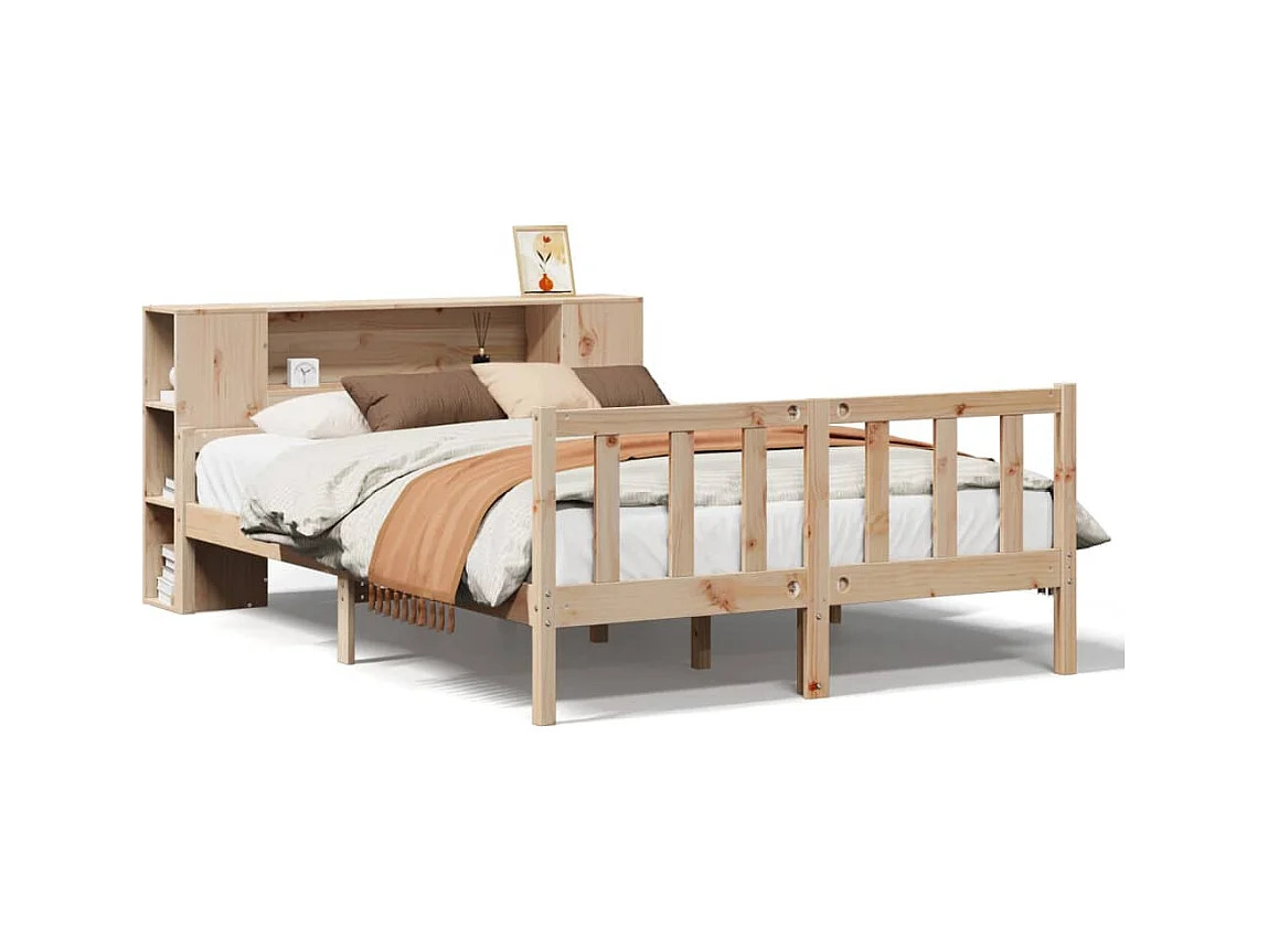 Letto Libreria senza Materasso 120x190cm Legno Massello di Pino