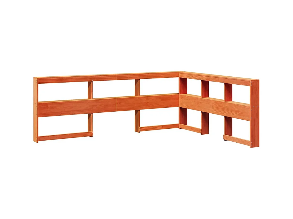 Lit bibliothèque sans matelas cire marron 150x200 cm pin massif