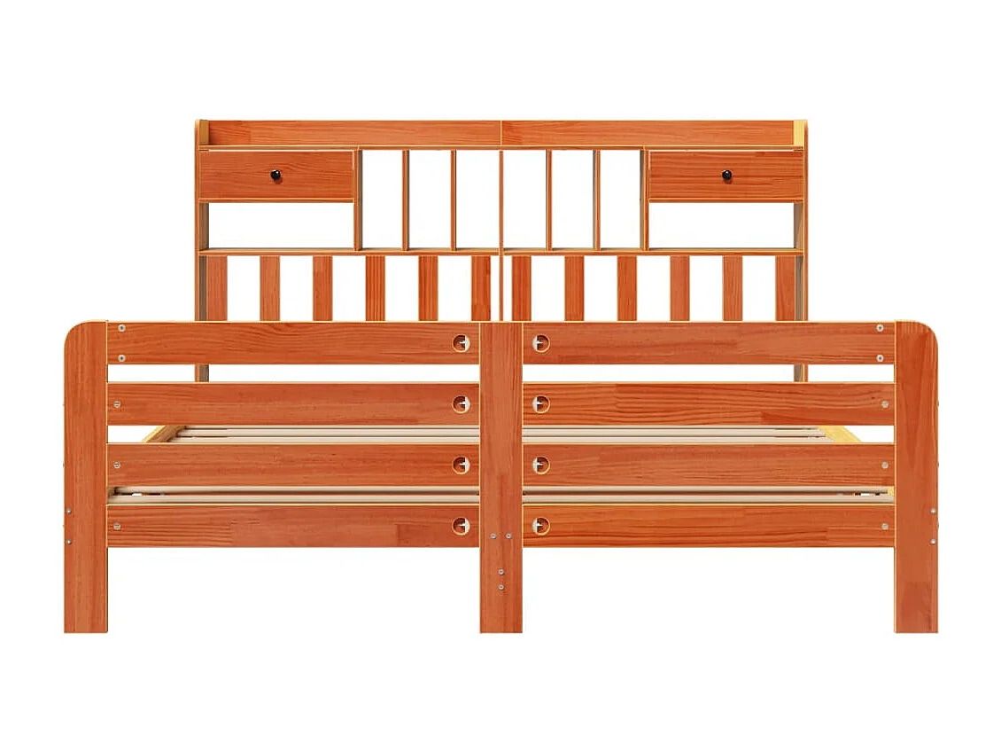 Letto Libreria senza Materasso Marrone Cera 180x200 cm in Pino