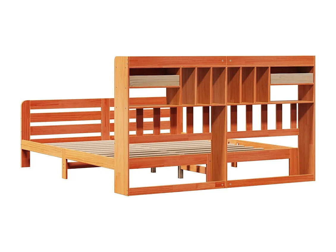 Letto Libreria senza Materasso Marrone Cera 180x200 cm in Pino