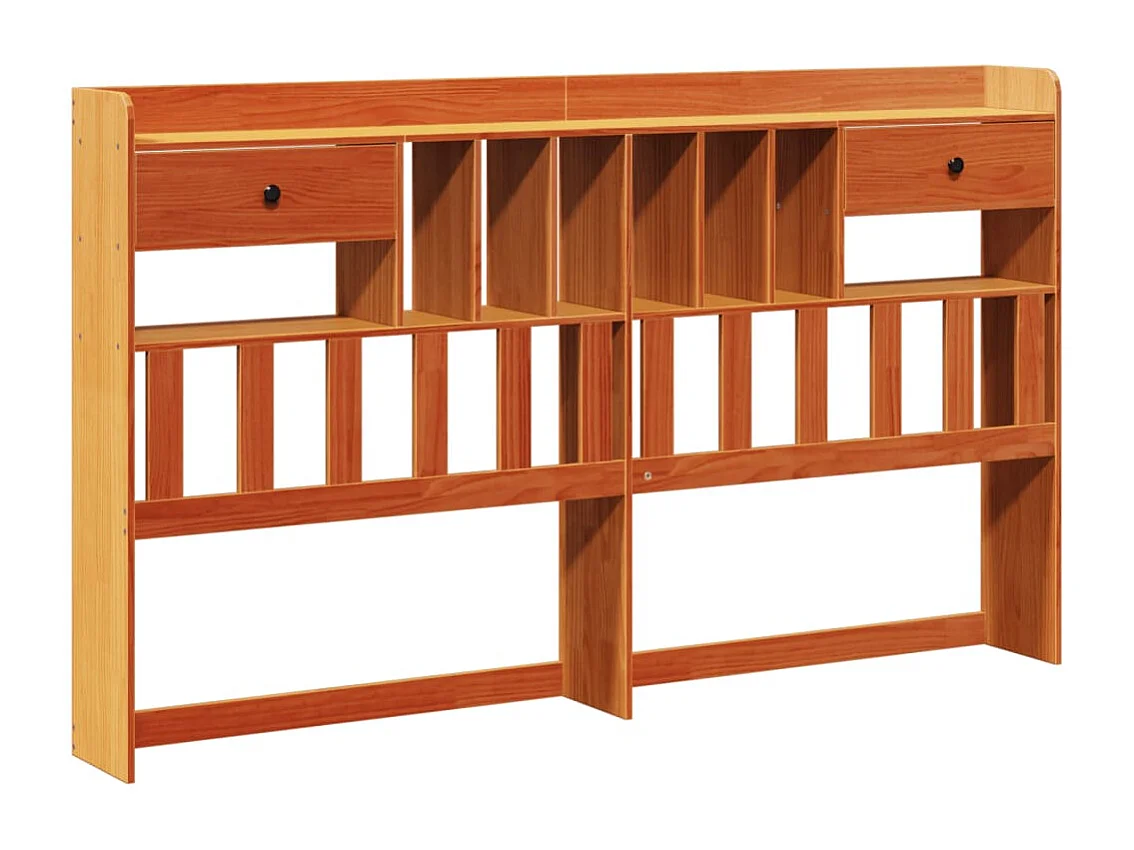 Bed met boekenkast zonder matras grenenhout wasbruin 180x200 cm