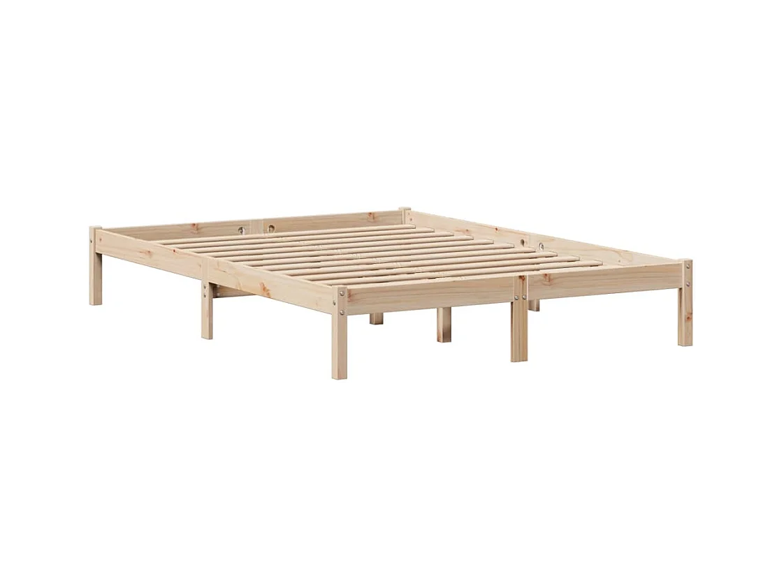 Lit bibliothèque sans matelas 160x200 cm bois massif de pin