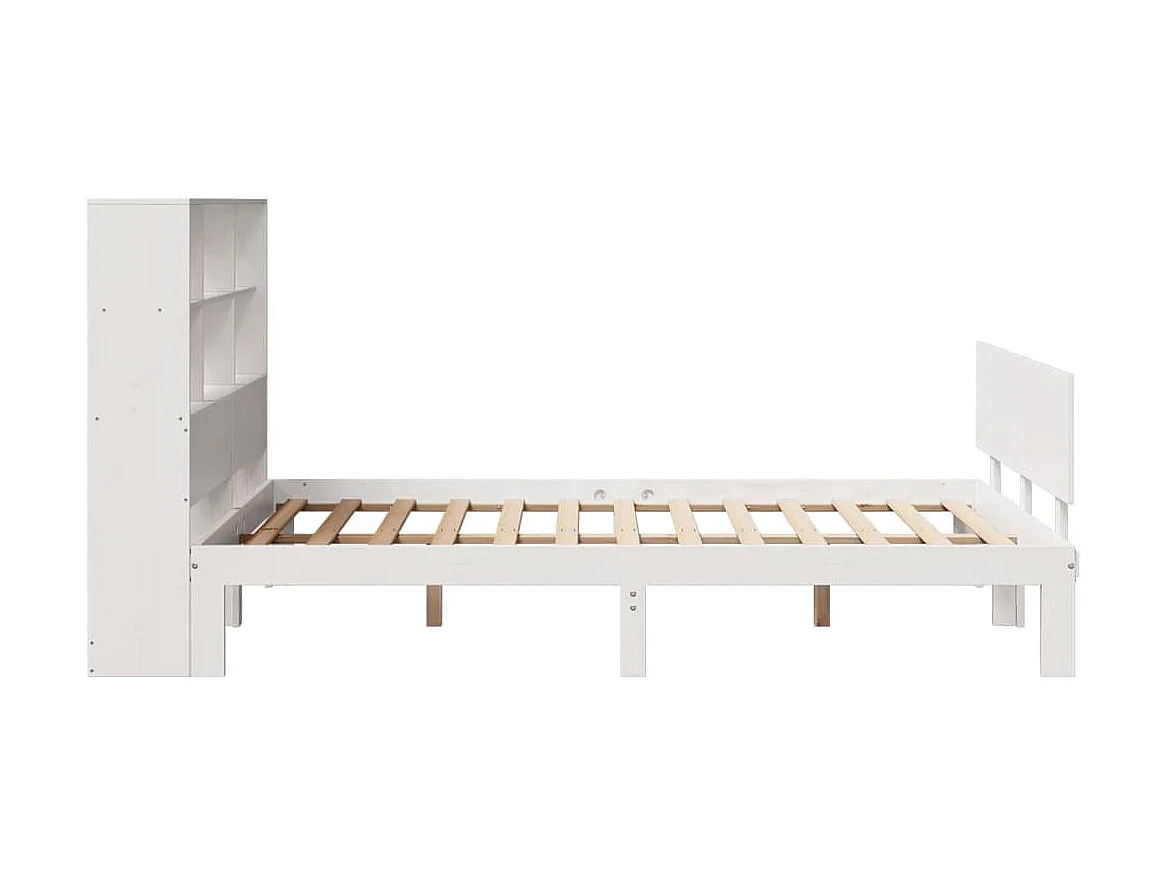 Massivholzbett mit Regal ohne Matratze Weiß 120x200 cm Kiefer