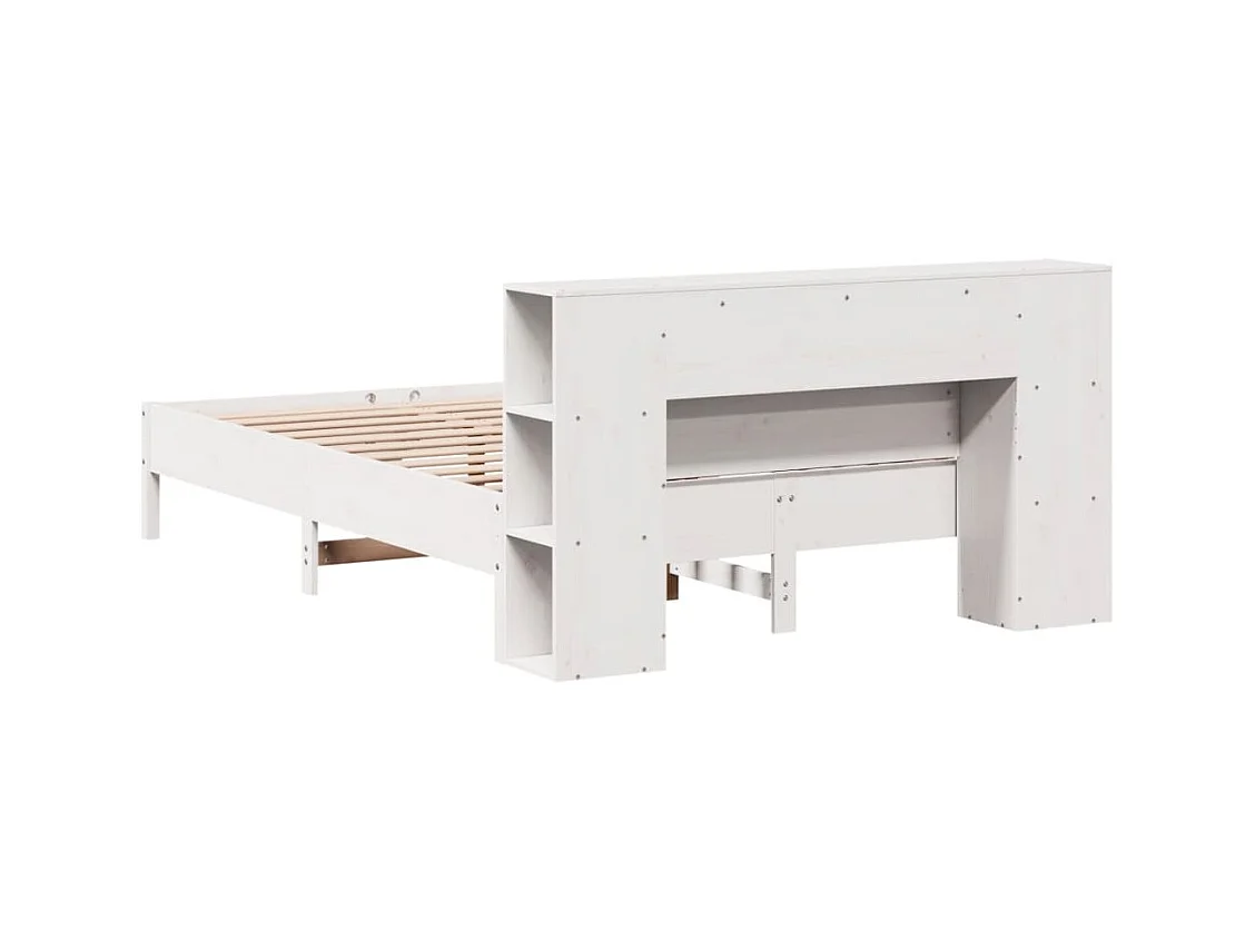 Lit bibliothèque sans matelas blanc 160x200 cm bois pin massif