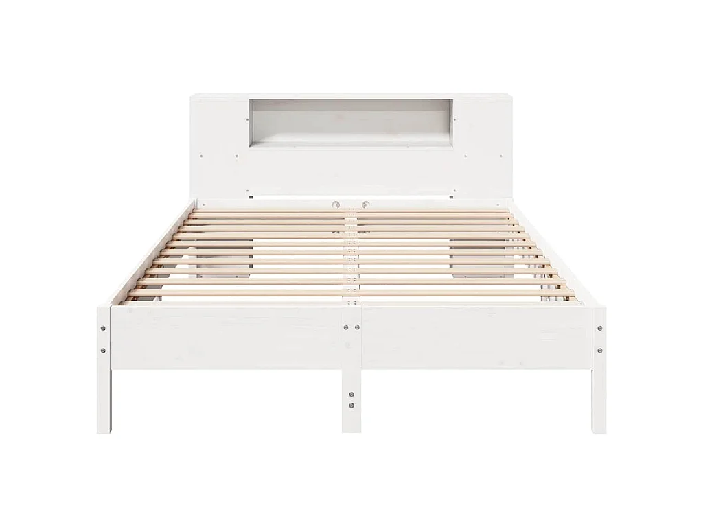 Bed met boekenkast zonder matras grenenhout wit 160x200 cm