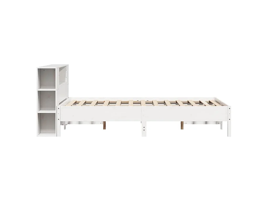 Bed met boekenkast zonder matras grenenhout wit 160x200 cm