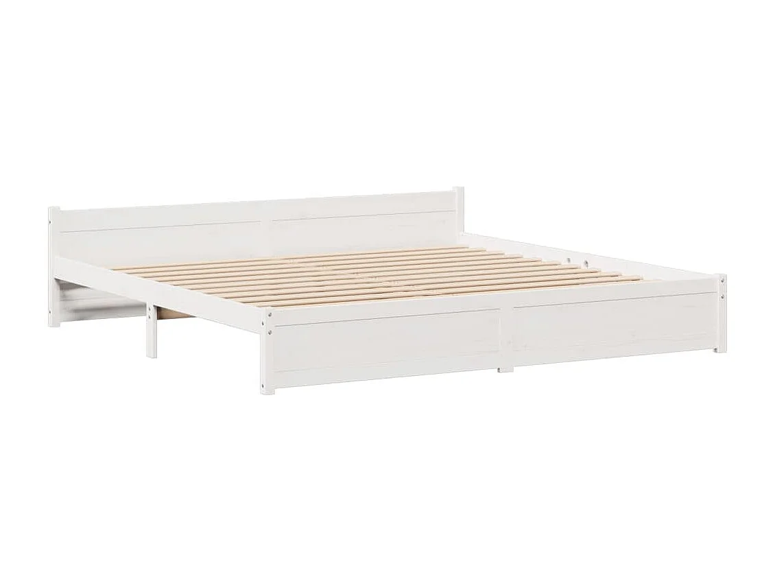 Lit bibliothèque sans matelas blanc 200x200 cm bois pin massif