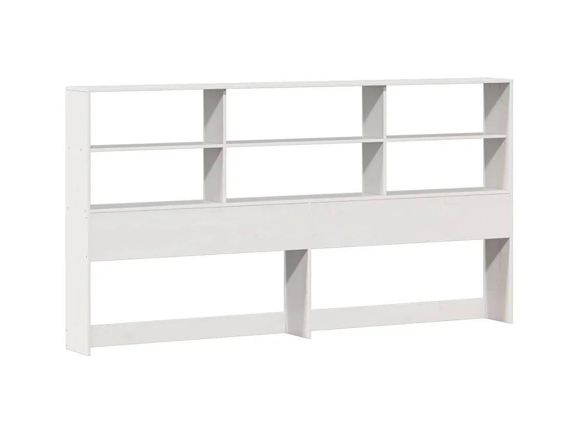 Lit bibliothèque sans matelas blanc 200x200 cm bois pin massif