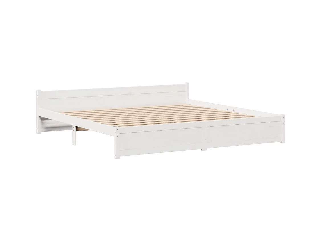 Lit bibliothèque sans matelas blanc 200x200 cm bois pin massif