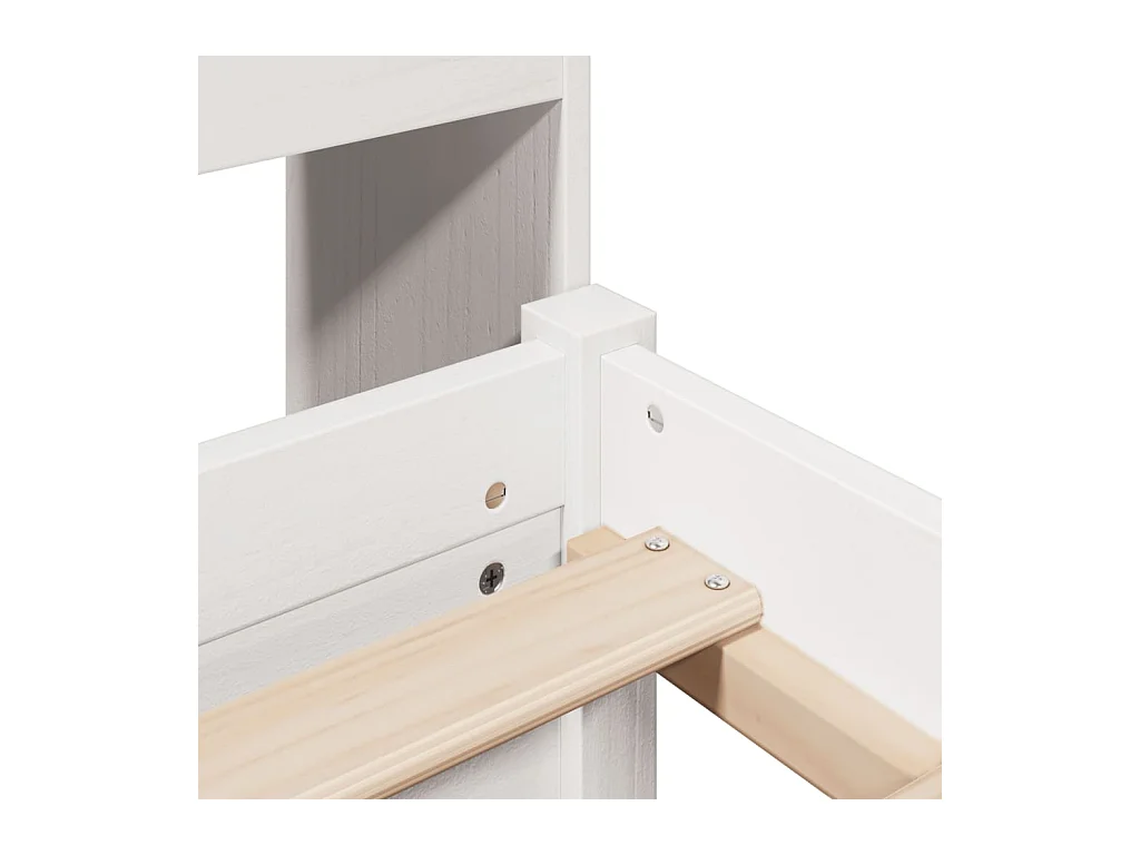 Lit bibliothèque sans matelas blanc 200x200 cm bois pin massif