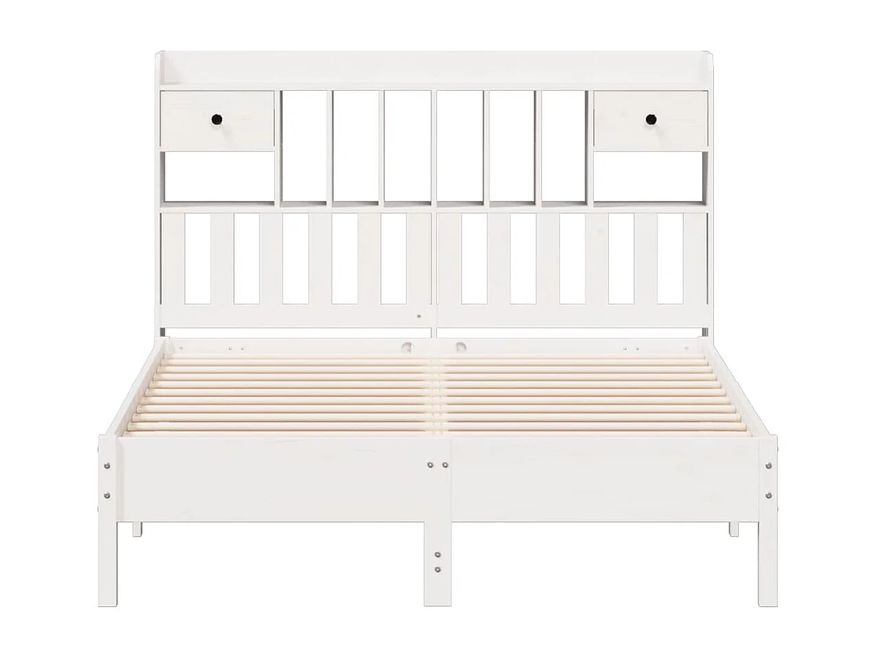 Lit bibliothèque sans matelas blanc 140x190 cm bois pin massif