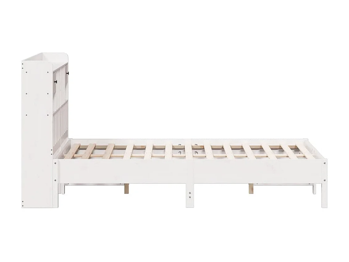 Lit bibliothèque sans matelas blanc 140x190 cm bois pin massif